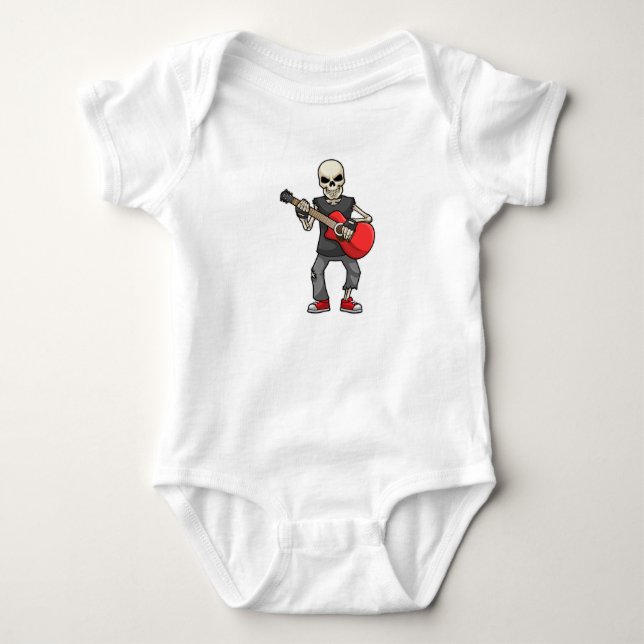 Skeleton at Music with Guitar Baby Bodysuit (Front)