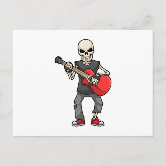 Skeleton at Music with Guitar Postcard (Front)