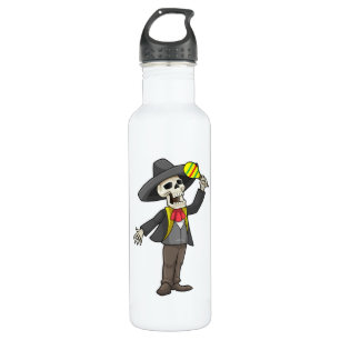 Skeleton at Music with Maracas Stainless Steel Water Bottle