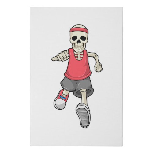 Skeleton at Running with Headband Faux Canvas Print