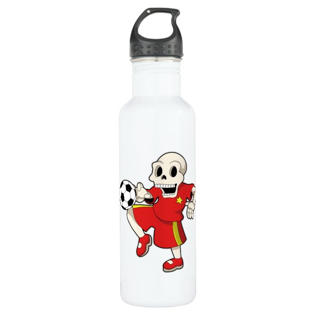 Skeleton at Soccer Sports Stainless Steel Water Bottle (Front)