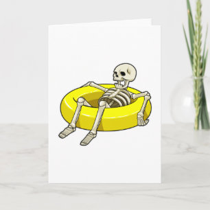 Skeleton at Swimming with Swim ring Card
