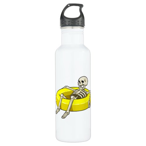 Skeleton at Swimming with Swim ring Stainless Steel Water Bottle