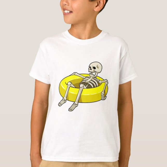 Skeleton at Swimming with Swim ring T-Shirt (Front)