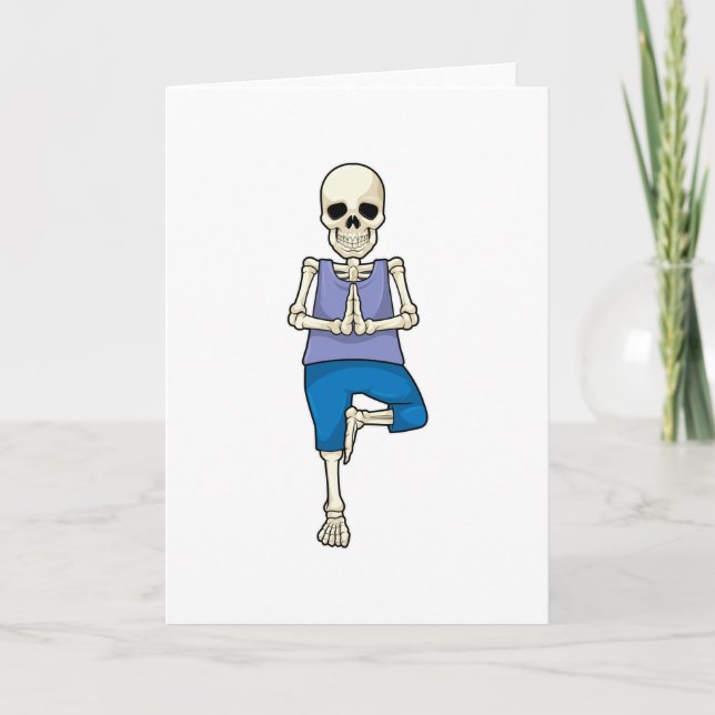 Skeleton at Yoga Stretching Card (Front)
