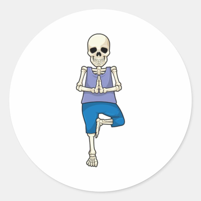 Skeleton at Yoga Stretching Classic Round Sticker (Front)