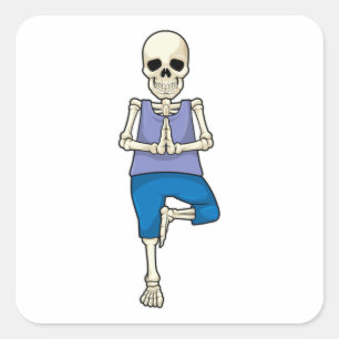 Skeleton at Yoga Stretching Square Sticker