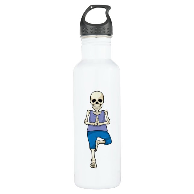 Skeleton at Yoga Stretching Stainless Steel Water Bottle (Front)