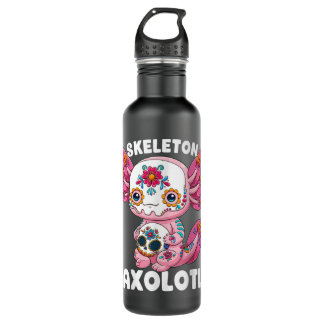 Skeleton Axolotl Sugar Skull Calavera Día De Los M Stainless Steel Water Bottle