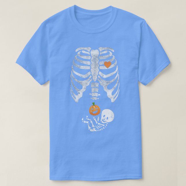 Skeleton Baby Pregnant Xray Rib Cage for Fall Hall T-Shirt (Design Front)