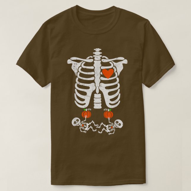 Skeleton Baby Pregnant Xray Rib Cage for Fall Hall T-Shirt (Design Front)