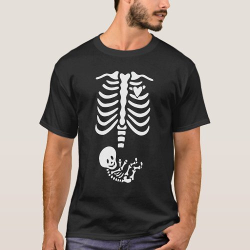 Skeleton Baby Pregnant Xray Rib Cage For Fall Hall T_Shirt