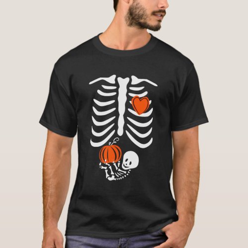 Skeleton Baby Pregnant Xray Rib Cage For Fall Hall T_Shirt