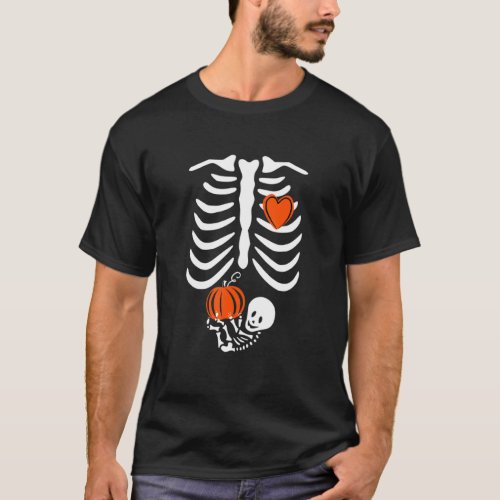 Skeleton Baby Pregnant Xray Rib Cage Halloween Cos T_Shirt