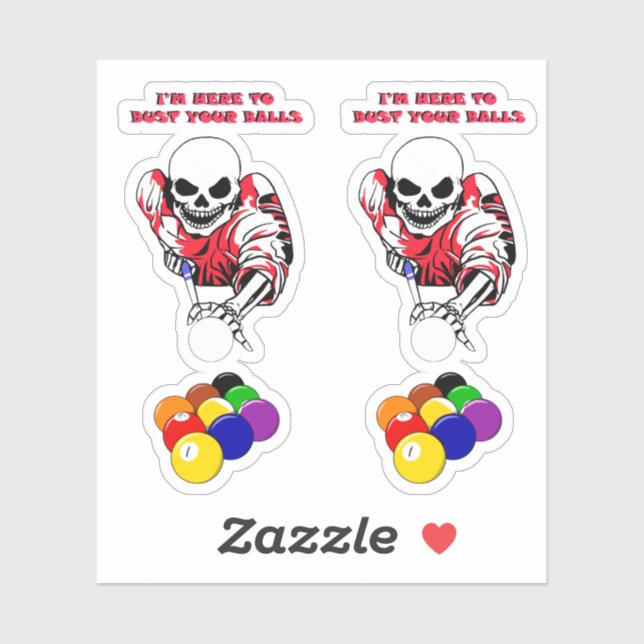 Skeleton Ball buster Pool Billiards original art Sticker (Sheet)