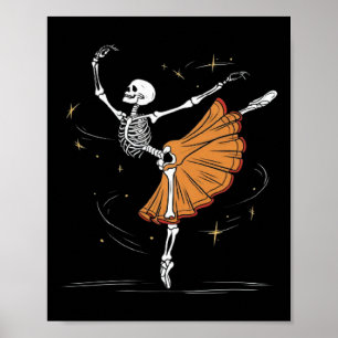 Skeleton Ballerina Ballet Dance Halloween Poster