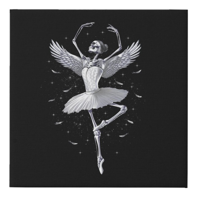 Skeleton Ballerina Faux Canvas Print (Front)