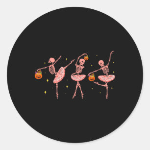 Skeleton Ballerina Halloween Jack O Lantern Dancer Classic Round Sticker