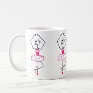 Skeleton Ballerina in Pink Tutu Ballet Dancer Coffee Mug