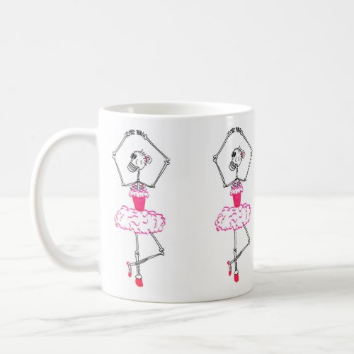 Skeleton Ballerina in Pink Tutu Ballet Dancer Coffee Mug