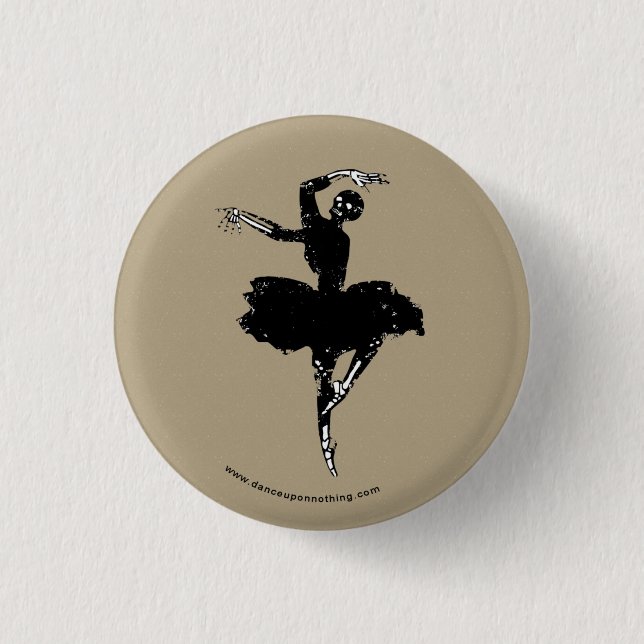 skeleton ballerina pinback button (Front)