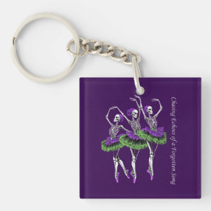 Skeleton Ballerina Purple Green Chasing Echoes Keychain