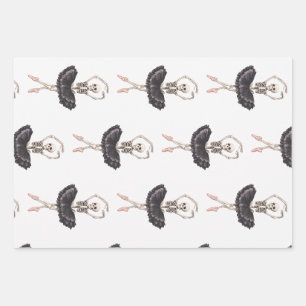 Skeleton Ballerina – Spooky Grace Meets Gothic Wrapping Paper Sheets