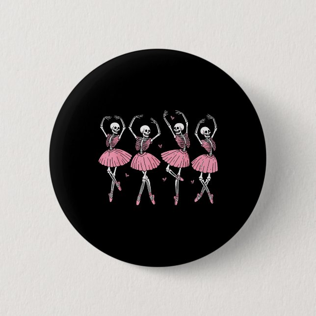 Skeleton Ballerinas Ballet Dance Cute Girl Hallowe Button (Front)