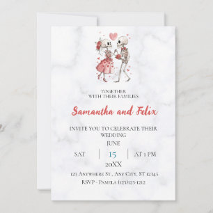 Skeleton Balloon Marble Wedding Invitation