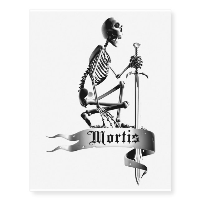 Skeleton Banner Temporary Tattoos (Front)