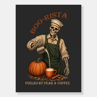 Skeleton Barista Halloween Coffee Foam Board
