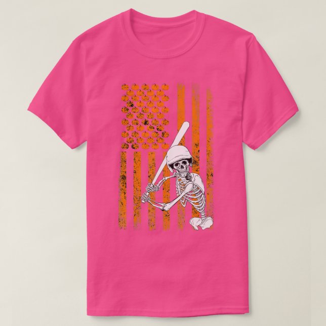 Skeleton Baseball Player Fan Skeleton Halloween Ba T-Shirt (Design Front)
