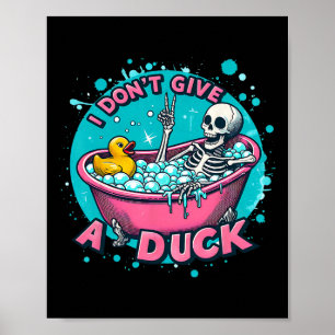 Skeleton Bath Humor Rubber Duck Funny Halloween Poster