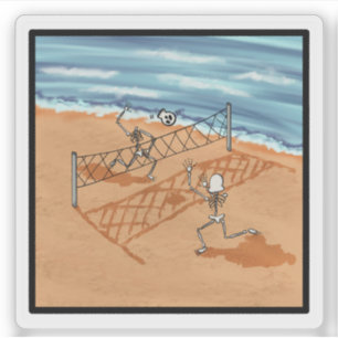 Skeleton Beach Volleyball Sticker