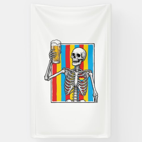 Skeleton Beer Rainbow Vintage Engraving Shirt_1 Banner