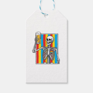 Skeleton Beer Rainbow Vintage Engraving Shirt_1 Gift Tags