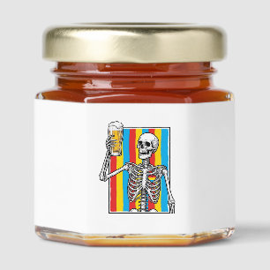Skeleton Beer Rainbow Vintage Engraving Shirt_1 Honey Jar Favors