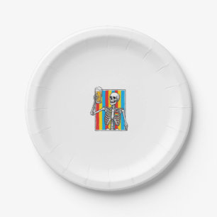 Skeleton Beer Rainbow Vintage Engraving Shirt_1 Paper Plates