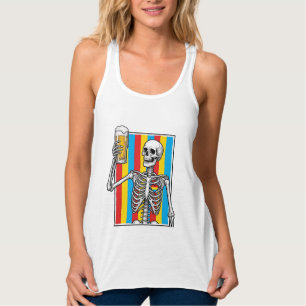 Skeleton Beer Rainbow Vintage Engraving Shirt_1 Tank Top