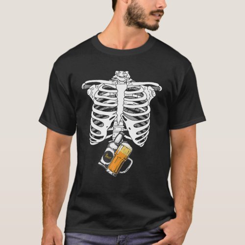 Skeleton Beer Xray Pregnancy Announcement Dad T_Shirt