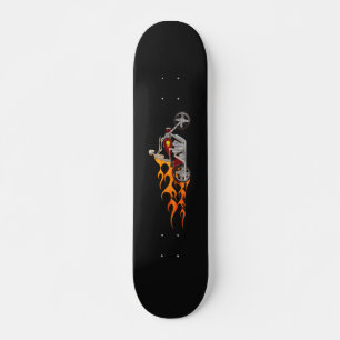 Skeleton Bike Rider With Flames: Skateboard