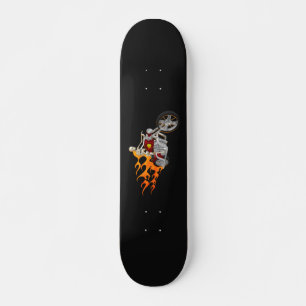 Skeleton Bike Rider With Flames: Skateboard