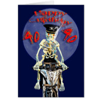 Skeleton biker 40th birthday card