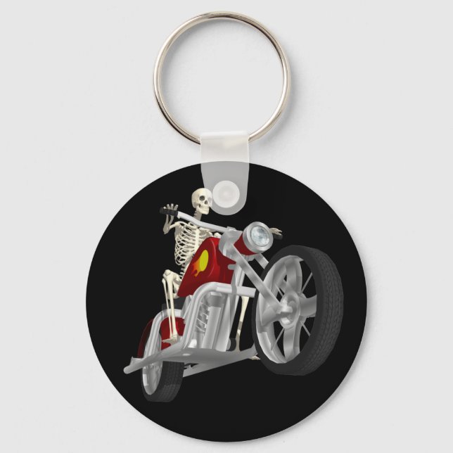 Skeleton Biker / Bike Rider: 3D Model: Keychain (Front)