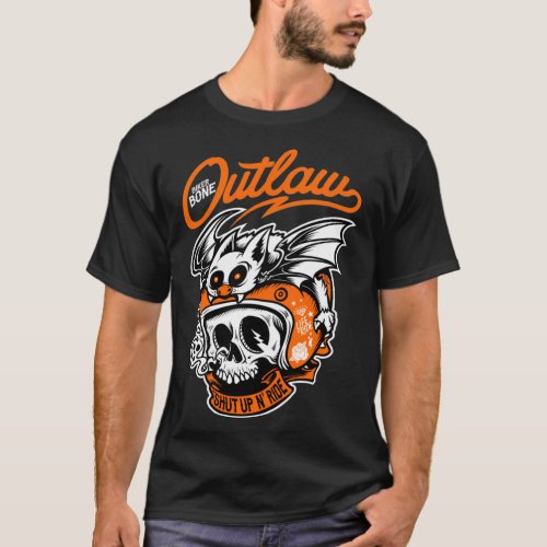 Skeleton Biker Bone Outlaw Motorcycle Mens T_Shirt