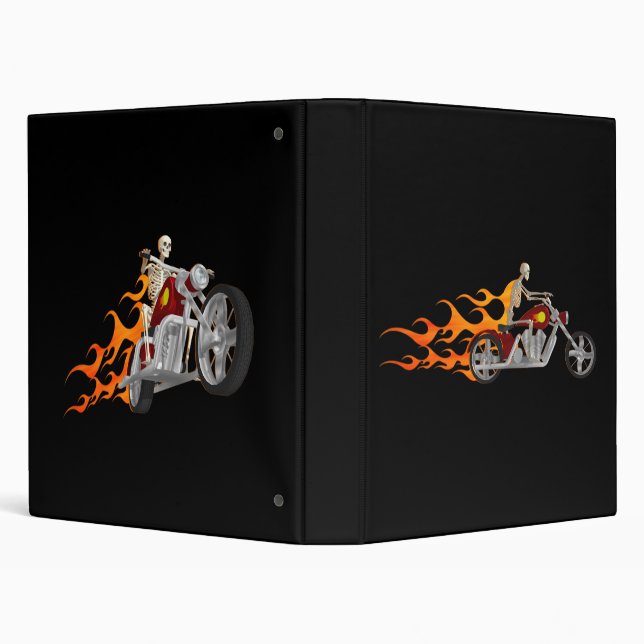 Skeleton Biker & Flames: Custom Binder (Background)