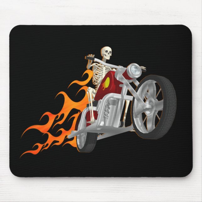 Skeleton Biker & Flames: Mouse Pad (Front)