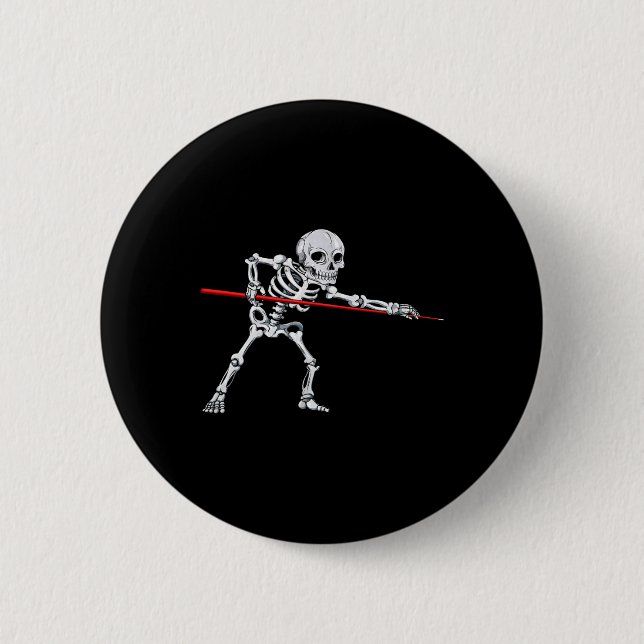 Skeleton Billiards Billiard Pool Snooker Halloween Button (Front)