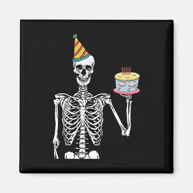 Skeleton Birthday Party Lazy Halloween Costume Fun Magnet (Front)