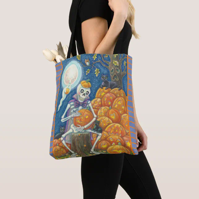 SKELETON, BLACK CATS, JACKS SHOULDER TOTE BAG Zazzle